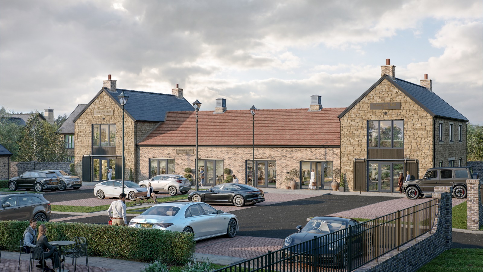 Cameron Hall commercial centre exterior CGI visualisation, alternate angle