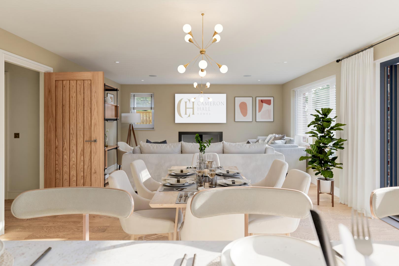 The Heddon, Wynyard dining and living space interior CGI visualisation